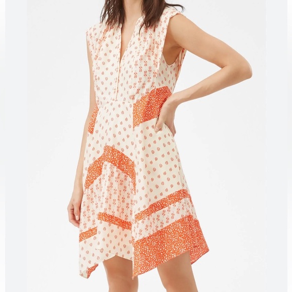 Rebecca Taylor Dresses & Skirts - Rebecca Taylor Silk Handkerchief Asymmetrical Sundress Block Print Mix Size 4